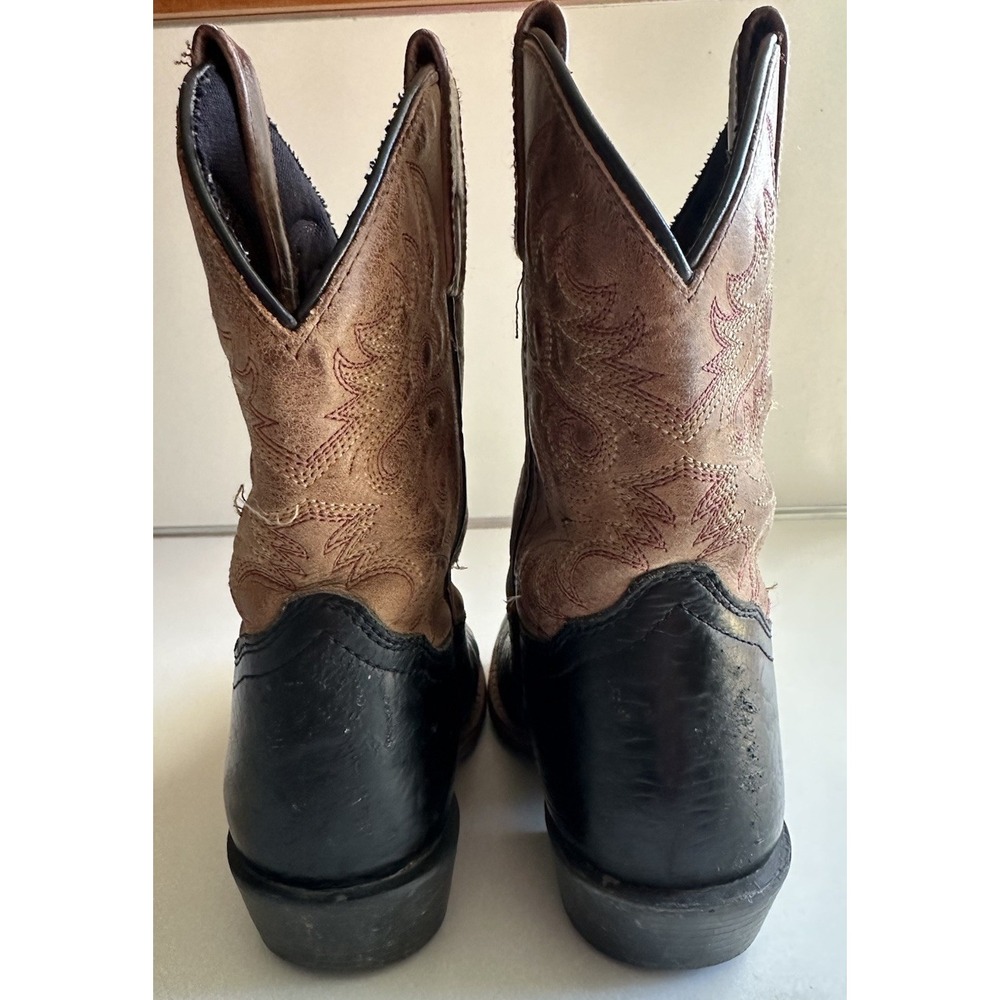 Dan Post Black Brown Leather Cowboy Western Boots DPC2944 Childs Size 1D Square - Picture 6 of 14